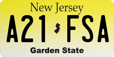 NJ license plate A21FSA
