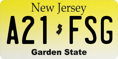 NJ license plate A21FSG
