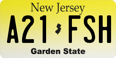 NJ license plate A21FSH