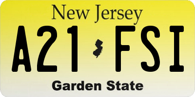 NJ license plate A21FSI
