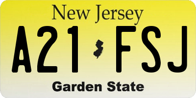 NJ license plate A21FSJ