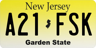 NJ license plate A21FSK