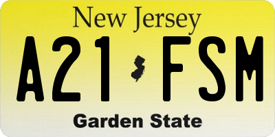 NJ license plate A21FSM