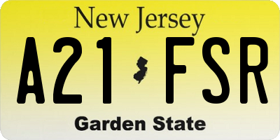 NJ license plate A21FSR