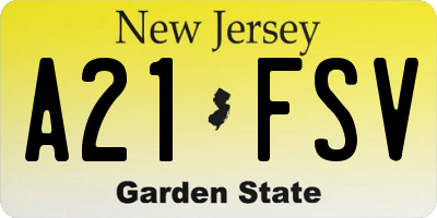 NJ license plate A21FSV