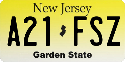 NJ license plate A21FSZ