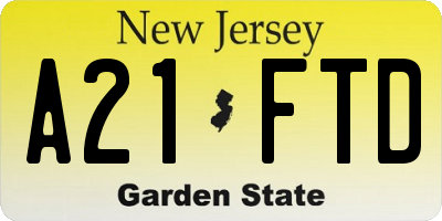 NJ license plate A21FTD
