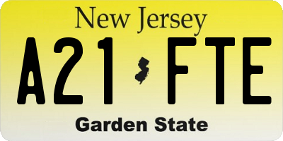 NJ license plate A21FTE