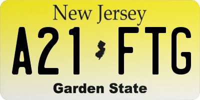 NJ license plate A21FTG