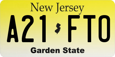 NJ license plate A21FTO