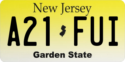 NJ license plate A21FUI