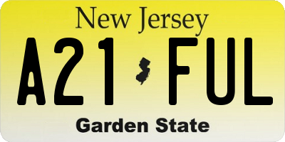 NJ license plate A21FUL