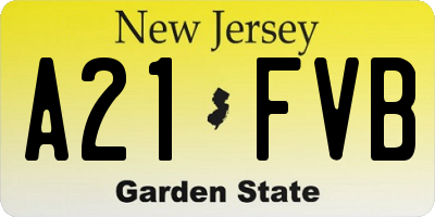 NJ license plate A21FVB