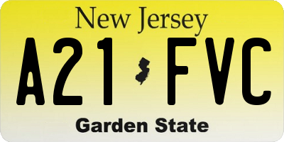 NJ license plate A21FVC