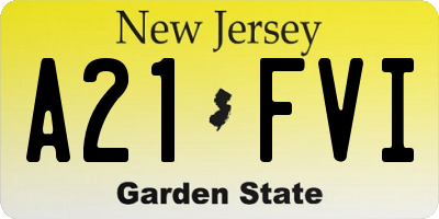 NJ license plate A21FVI