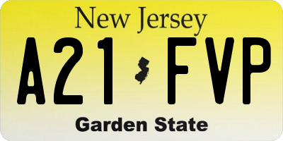 NJ license plate A21FVP