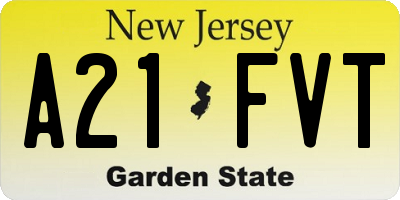 NJ license plate A21FVT