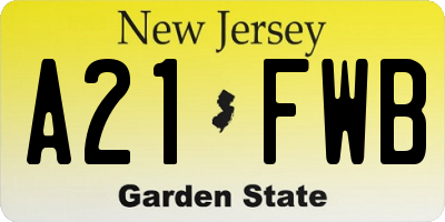 NJ license plate A21FWB