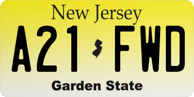 NJ license plate A21FWD