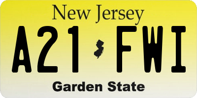 NJ license plate A21FWI
