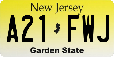NJ license plate A21FWJ