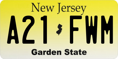 NJ license plate A21FWM