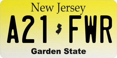 NJ license plate A21FWR