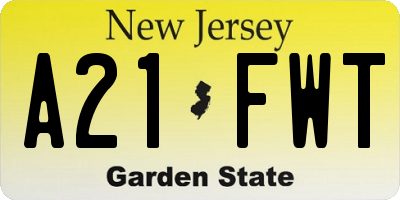 NJ license plate A21FWT