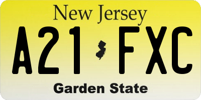 NJ license plate A21FXC