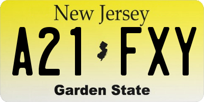NJ license plate A21FXY