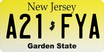 NJ license plate A21FYA