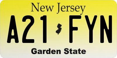NJ license plate A21FYN