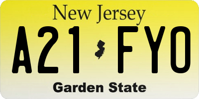 NJ license plate A21FYO