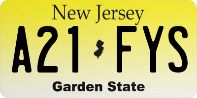 NJ license plate A21FYS