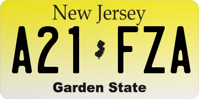 NJ license plate A21FZA