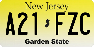 NJ license plate A21FZC