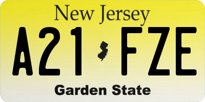 NJ license plate A21FZE