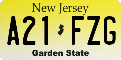 NJ license plate A21FZG