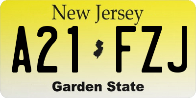 NJ license plate A21FZJ
