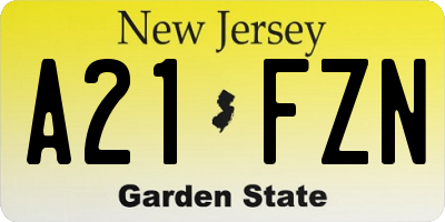 NJ license plate A21FZN