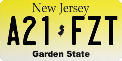 NJ license plate A21FZT
