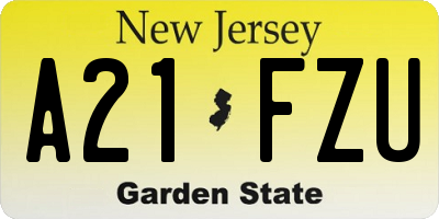 NJ license plate A21FZU