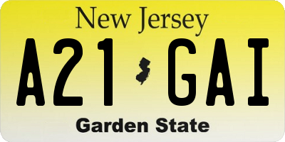 NJ license plate A21GAI