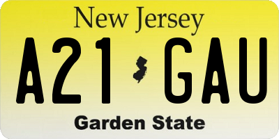 NJ license plate A21GAU