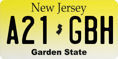 NJ license plate A21GBH