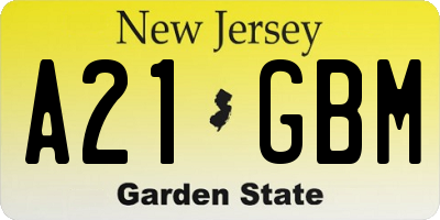 NJ license plate A21GBM