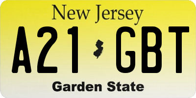 NJ license plate A21GBT