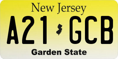 NJ license plate A21GCB