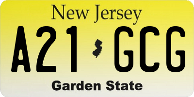 NJ license plate A21GCG