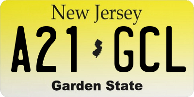 NJ license plate A21GCL